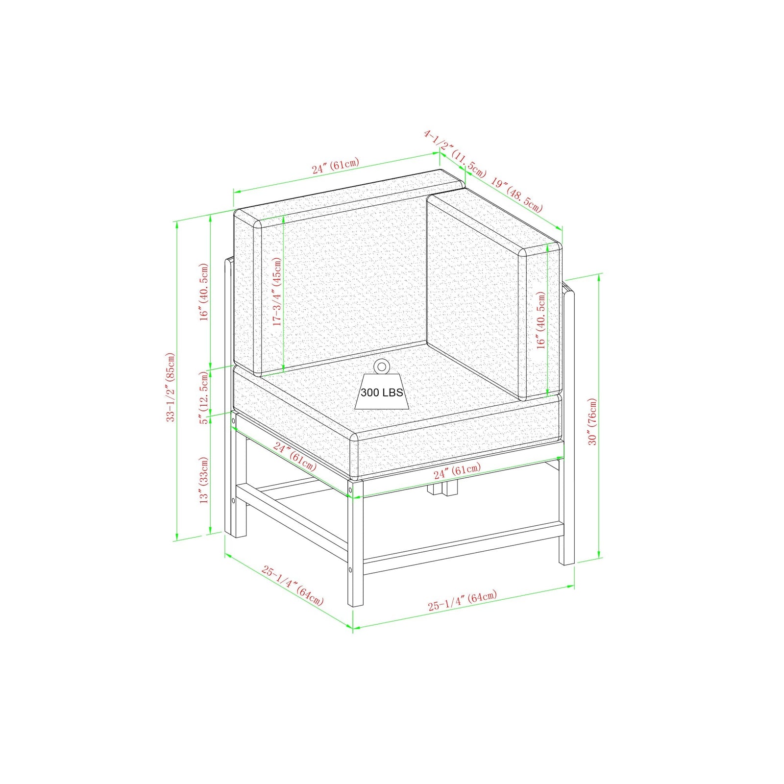 Conjunto de 5 piezas de muebles modulares para exteriores de madera maciza Midland Modern