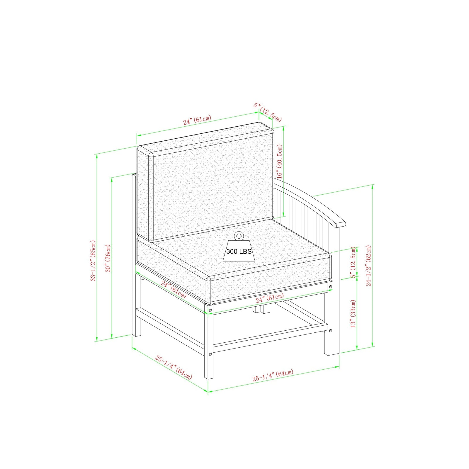 Conjunto de 5 piezas de muebles modulares para exteriores de madera maciza Midland Modern