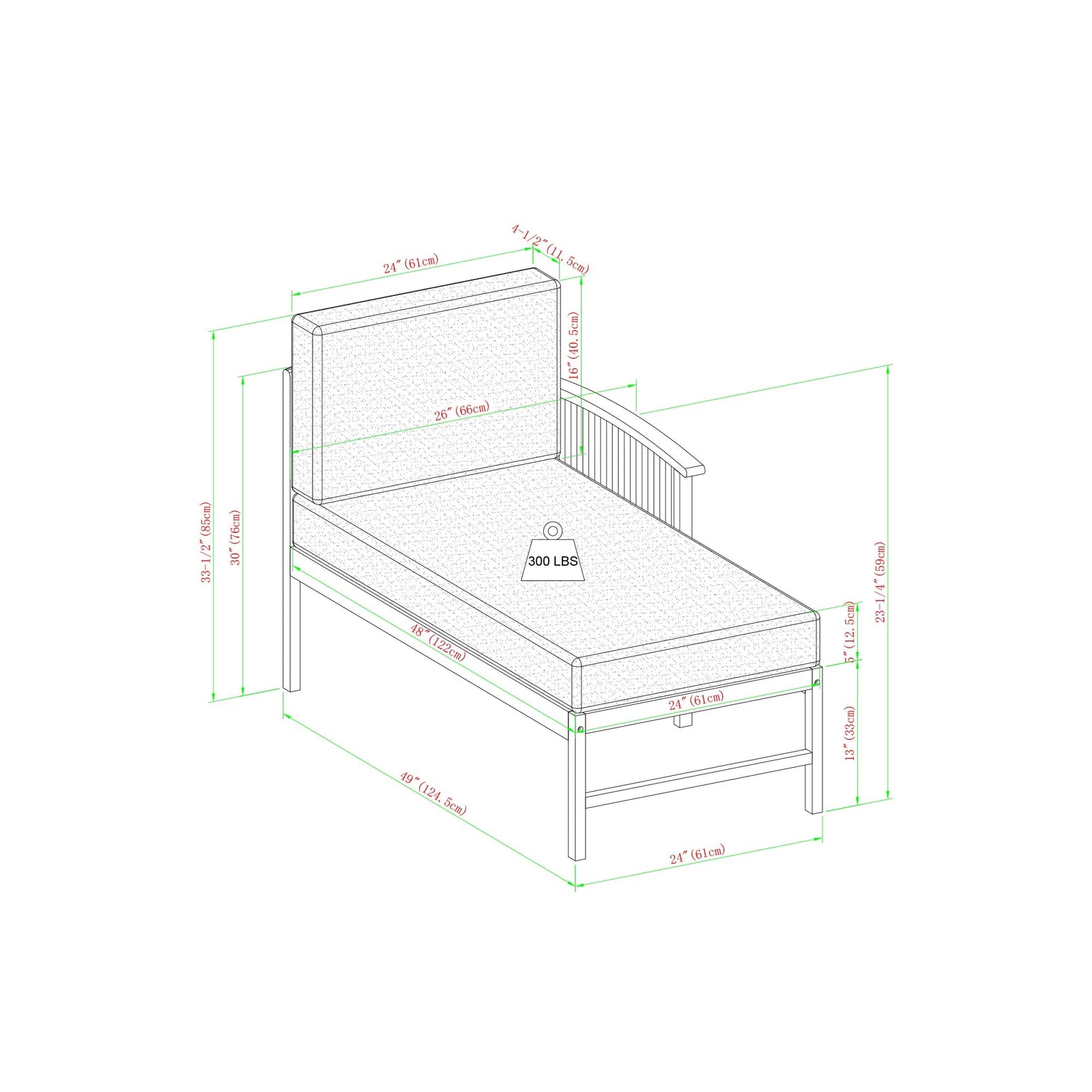 Conjunto de tres piezas de muebles modulares para exteriores de madera maciza Midland Modern
