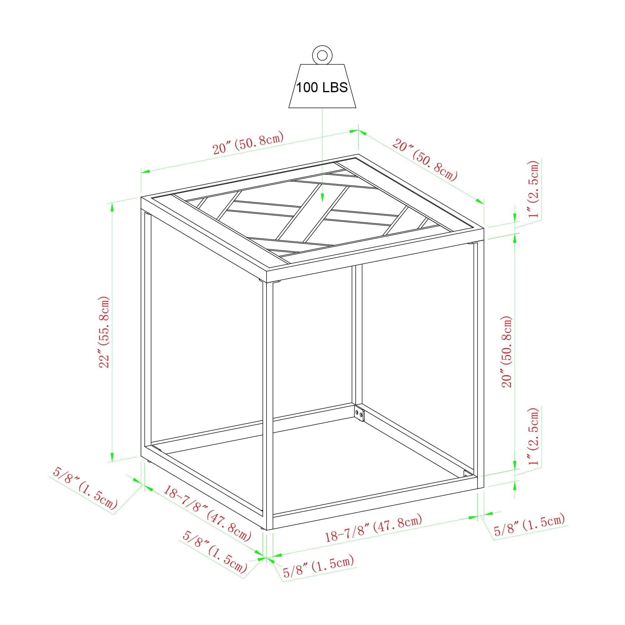 Mesa auxiliar cuadrada de parquet de 20"