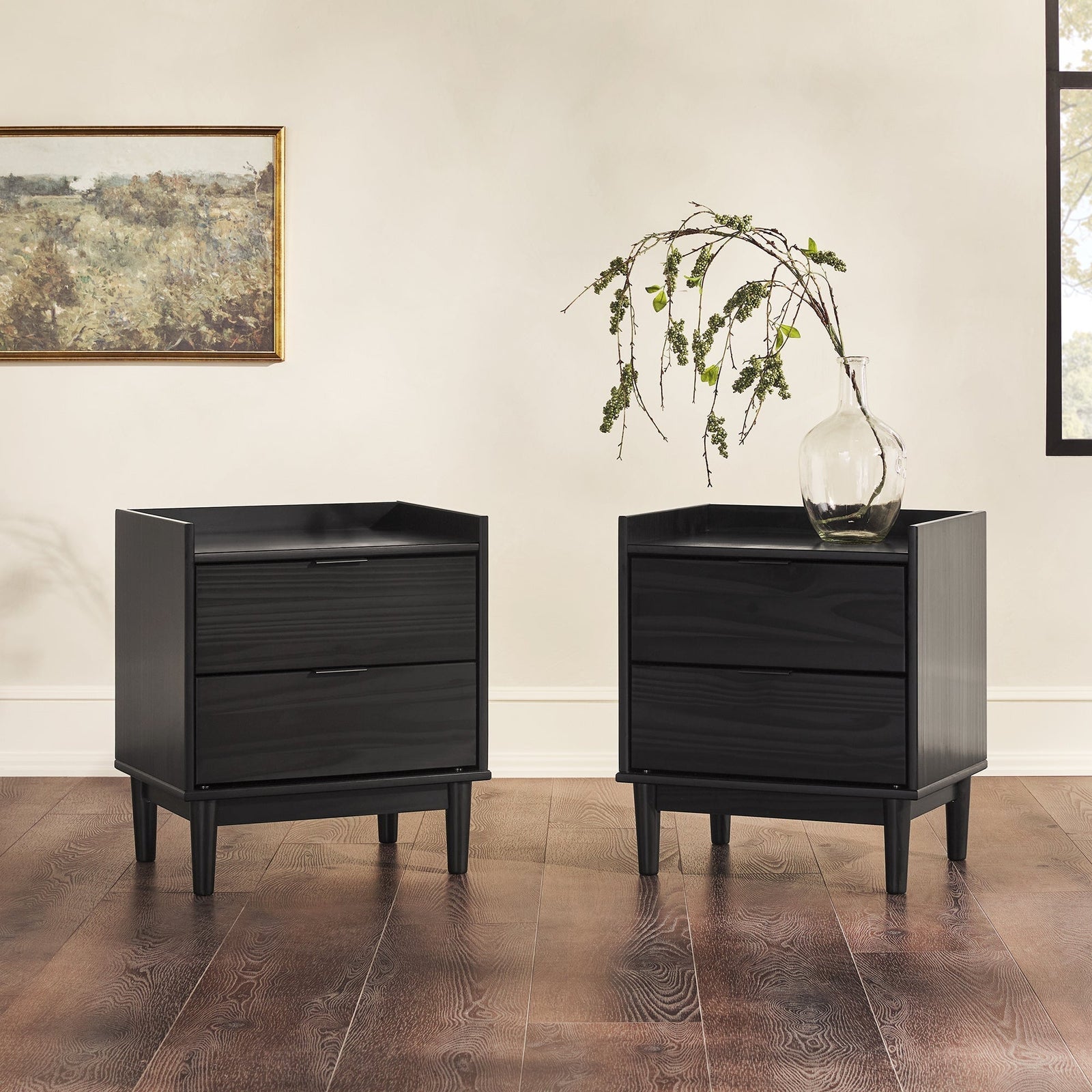 Mesita de noche moderna de madera de mediados de siglo de Lee