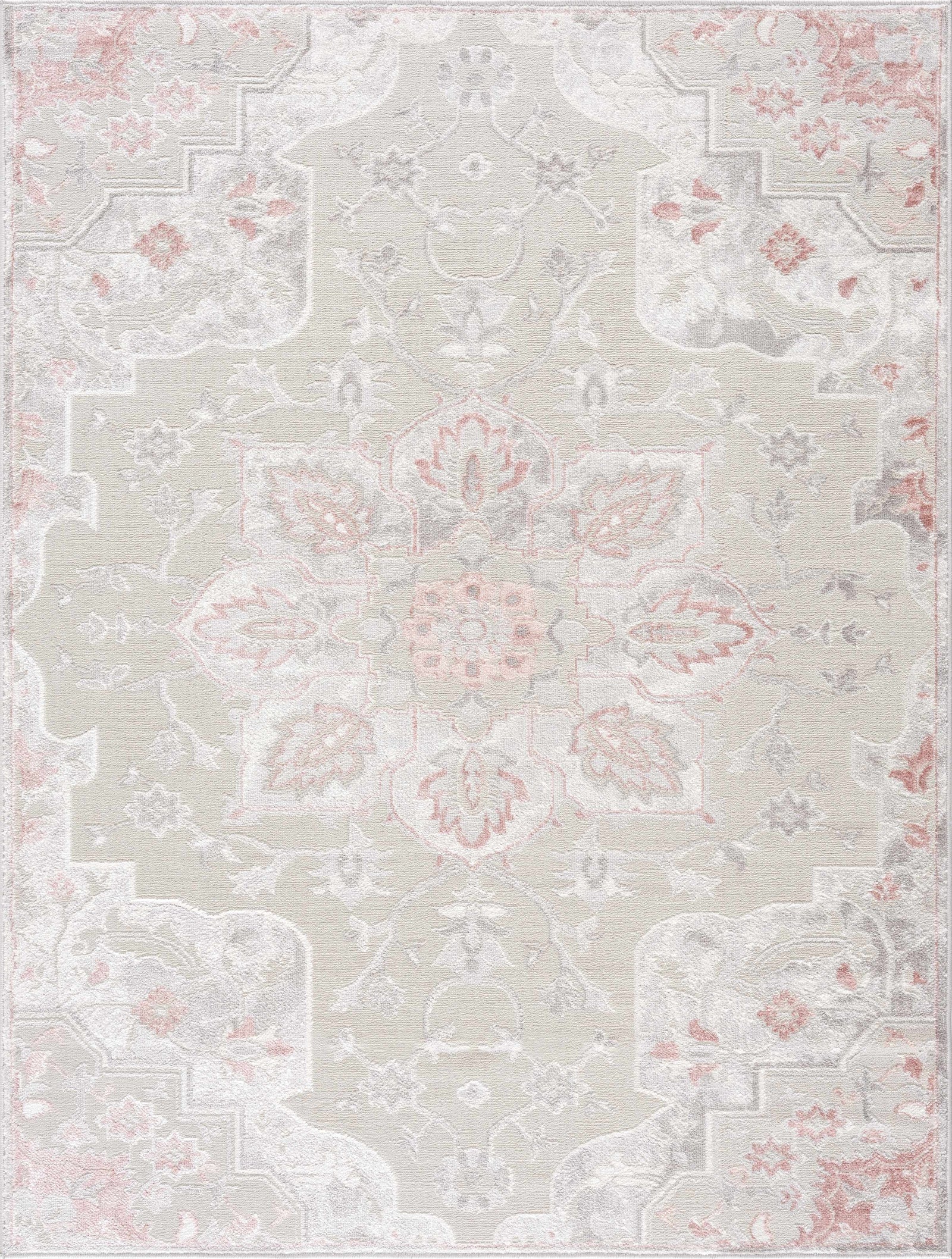 Alfombra gruesa con diseño floral en color rosa de Calum - Liquidación