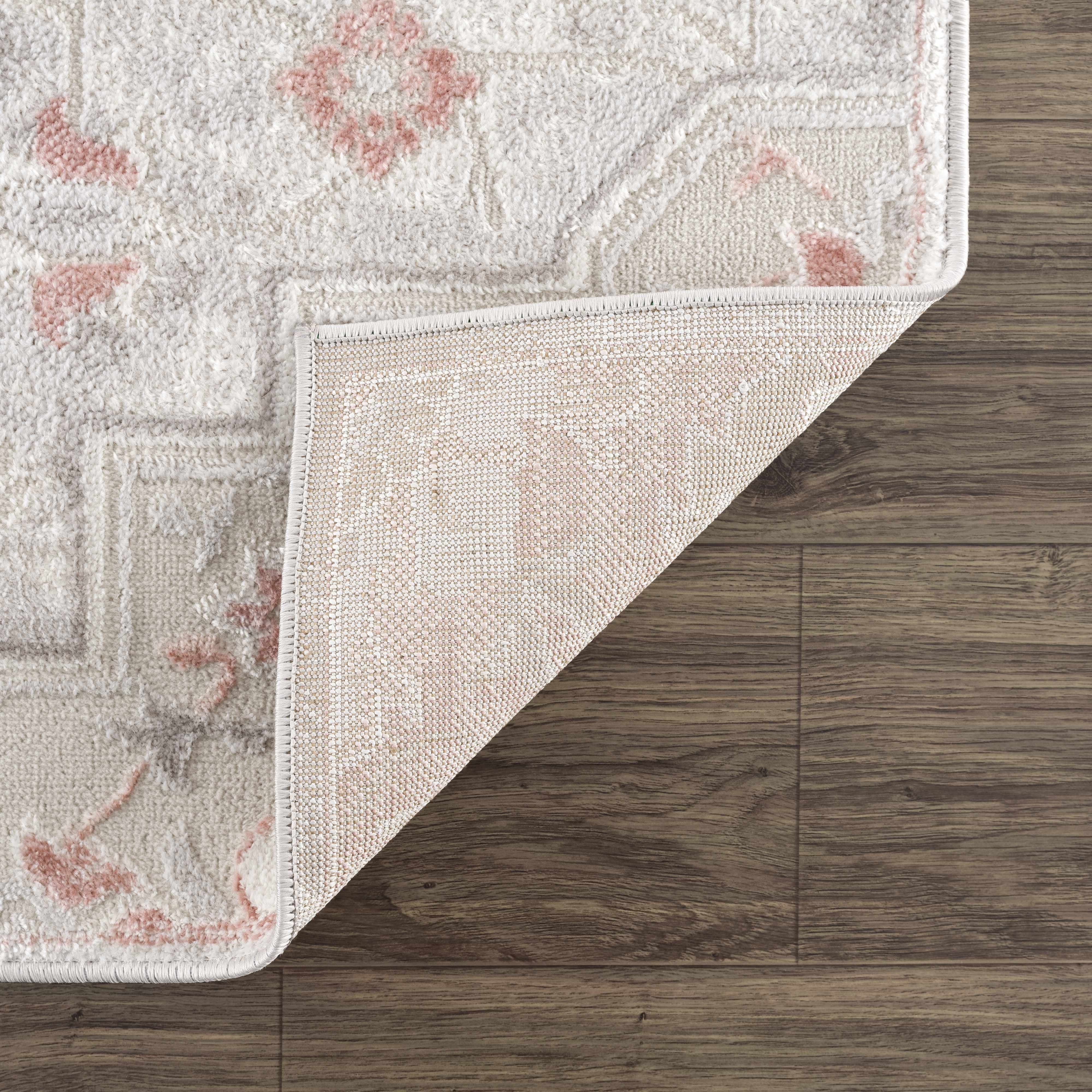 Alfombra gruesa con diseño floral en color rosa de Calum - Liquidación