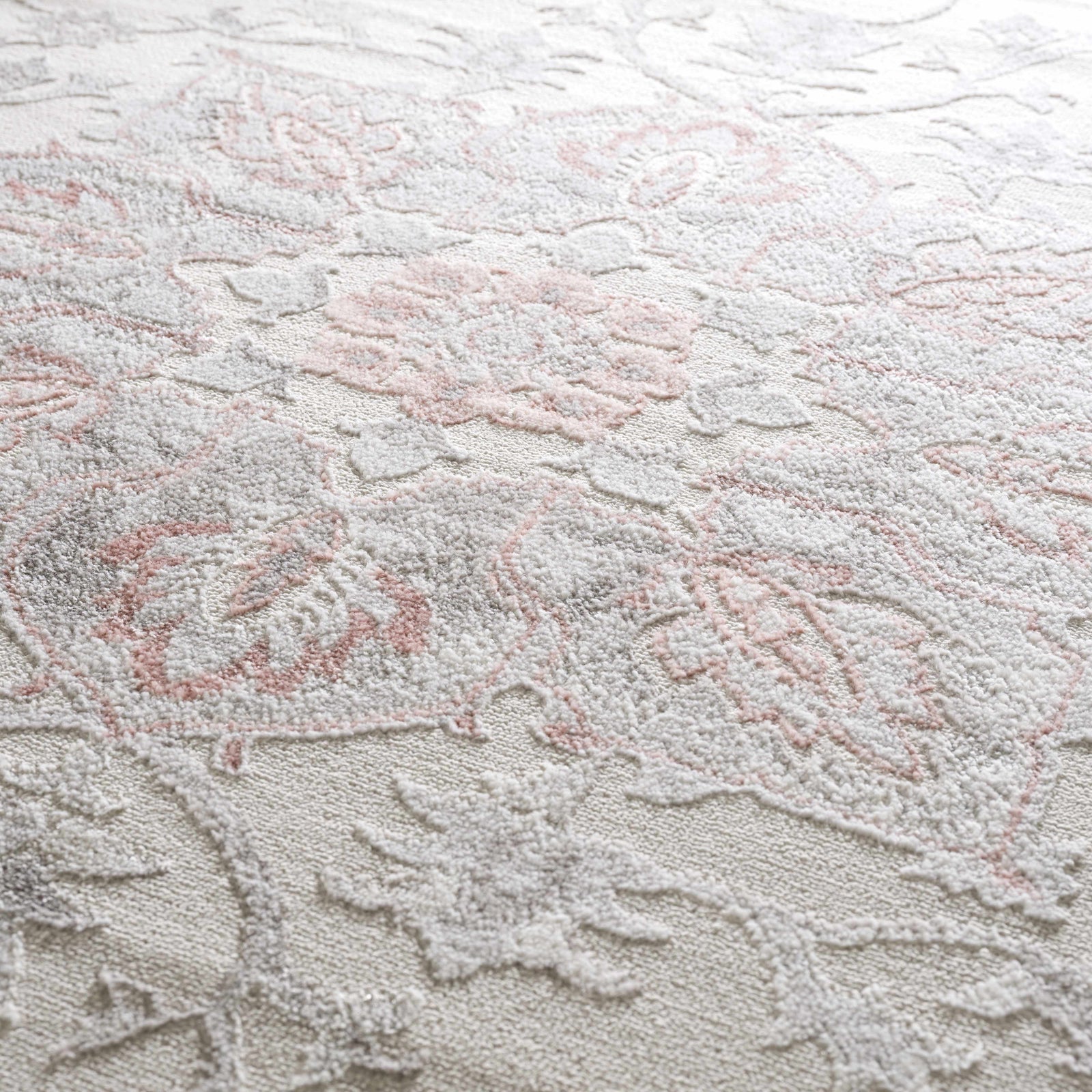 Alfombra gruesa con diseño floral en color rosa de Calum - Liquidación