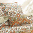 DaDa Bedding Bohemian Floral Paisley Garden Coral Teal Quilted Bedspread Set (LH1403)