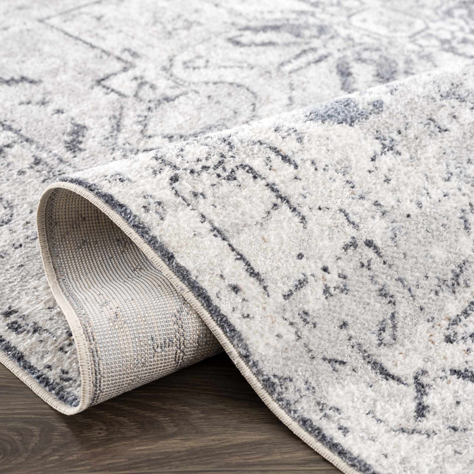 Alfombra lavable de pelo plano Hera Ivory