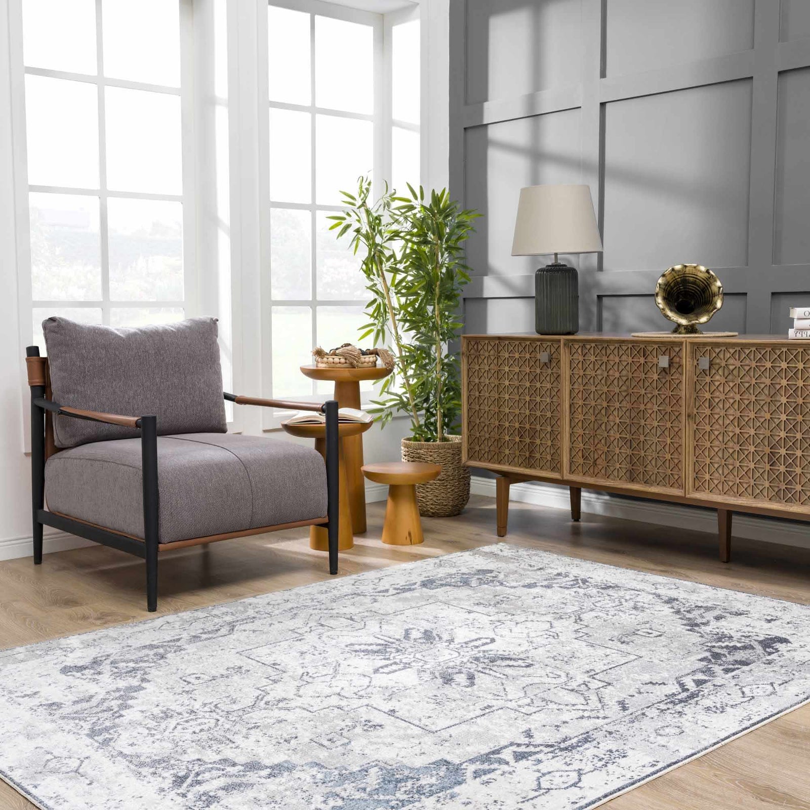 Alfombra lavable de pelo plano Hera Ivory