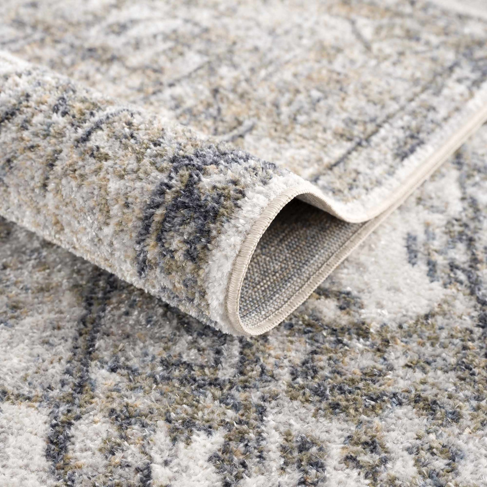 Alfombra lavable de pelo plano Hera Olive
