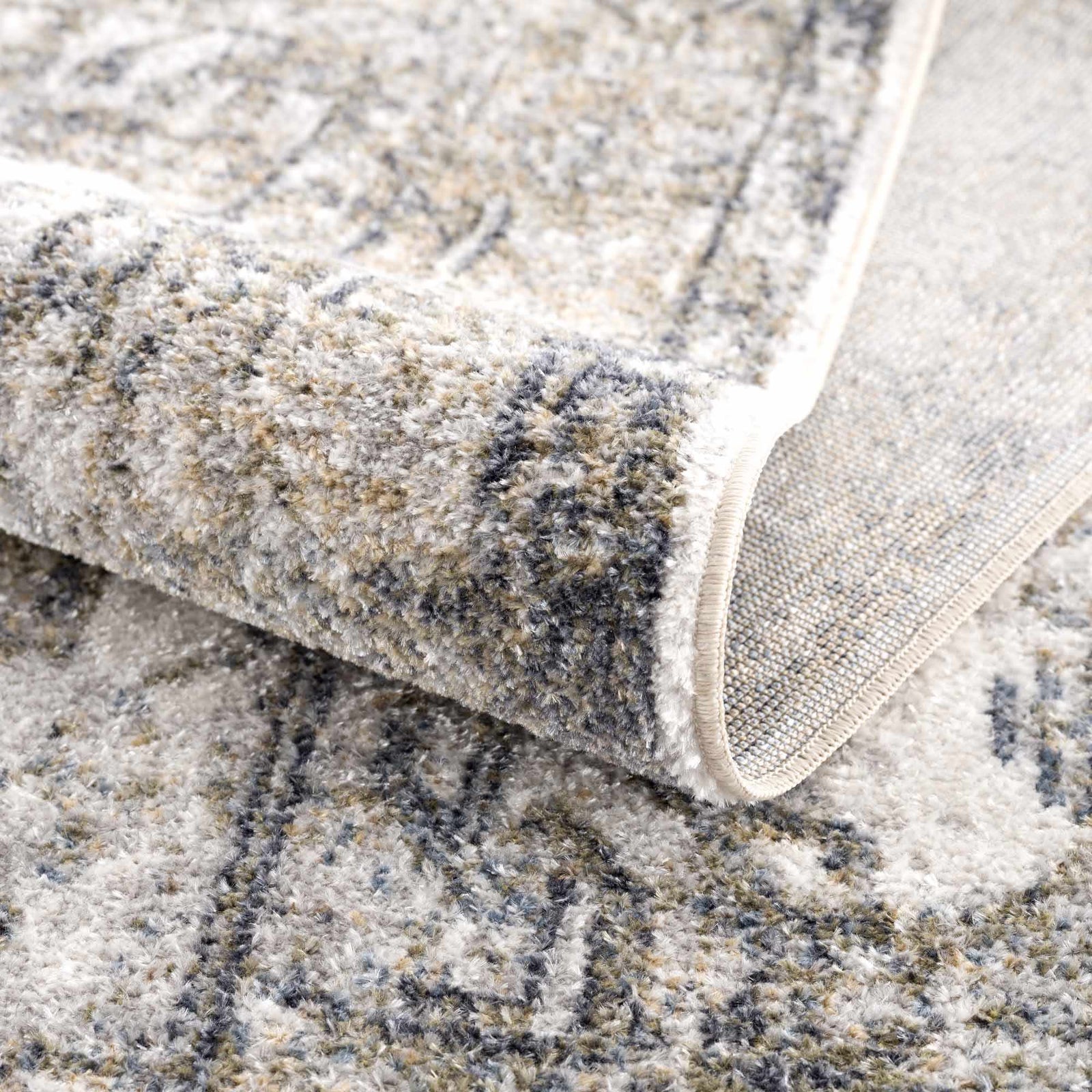 Alfombra lavable de pelo plano Hera Olive