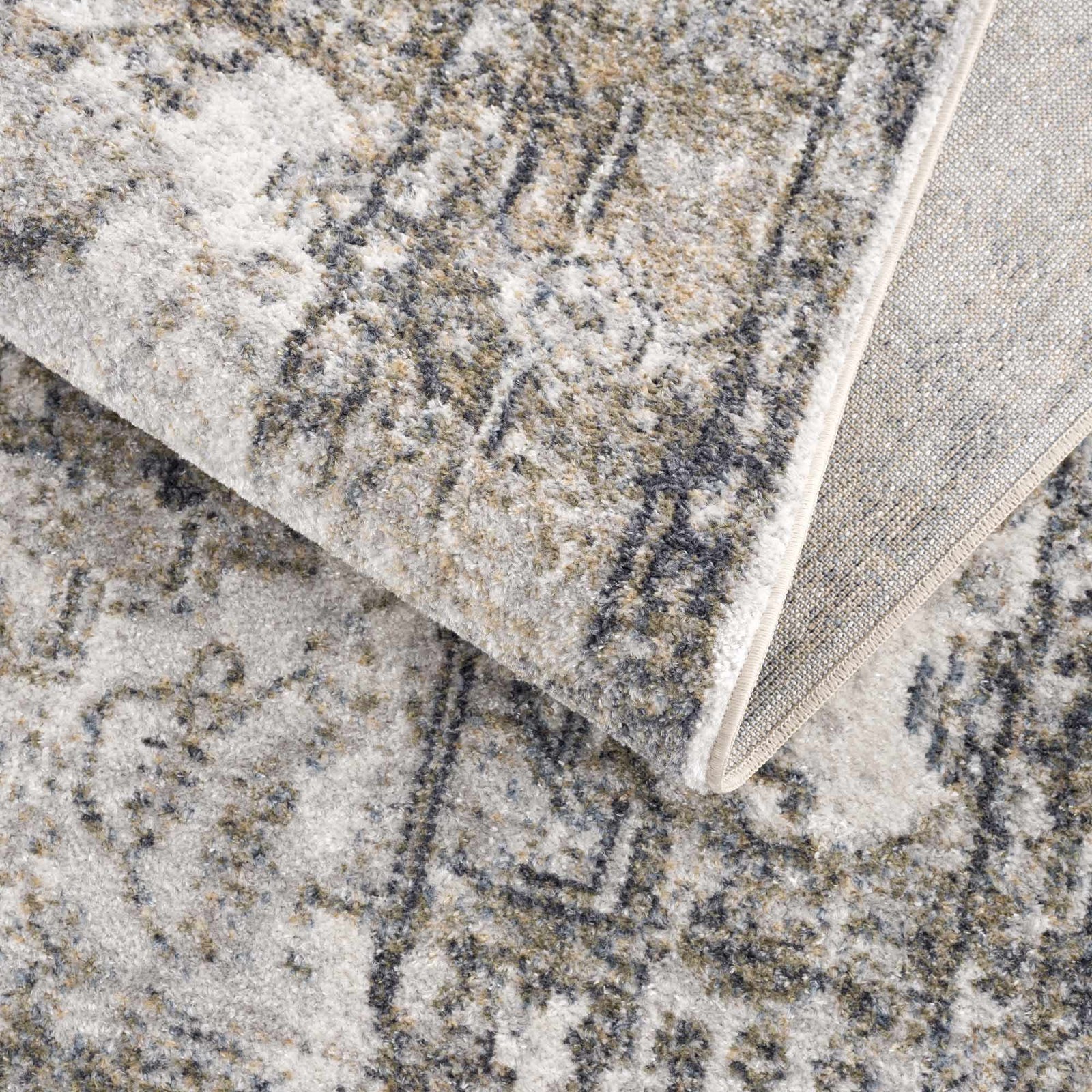 Alfombra lavable de pelo plano Hera Olive