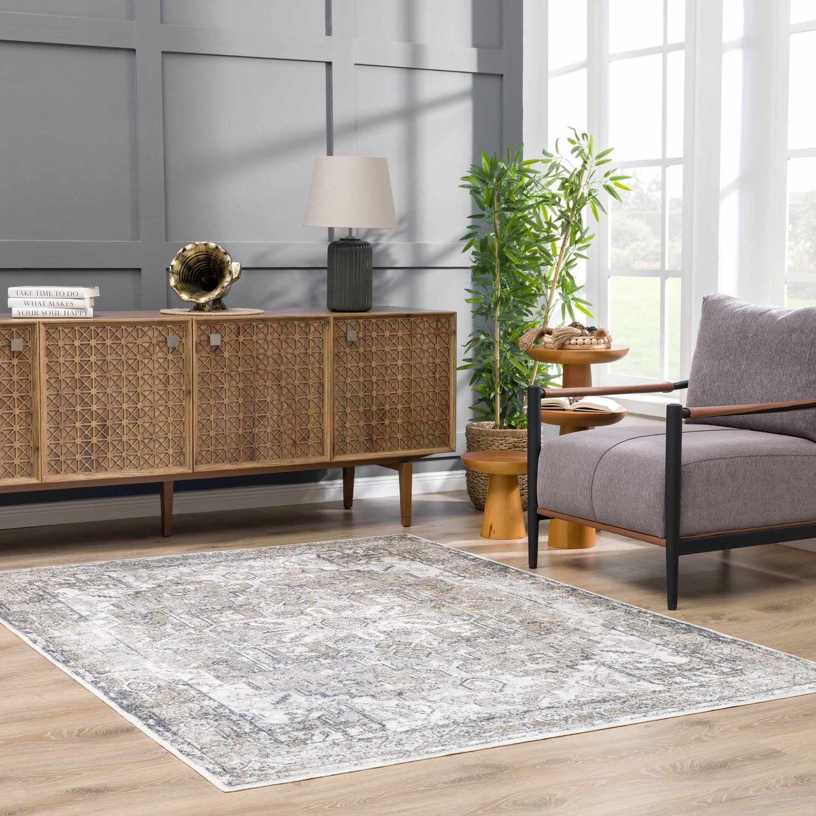 Alfombra lavable de pelo plano Hera Olive