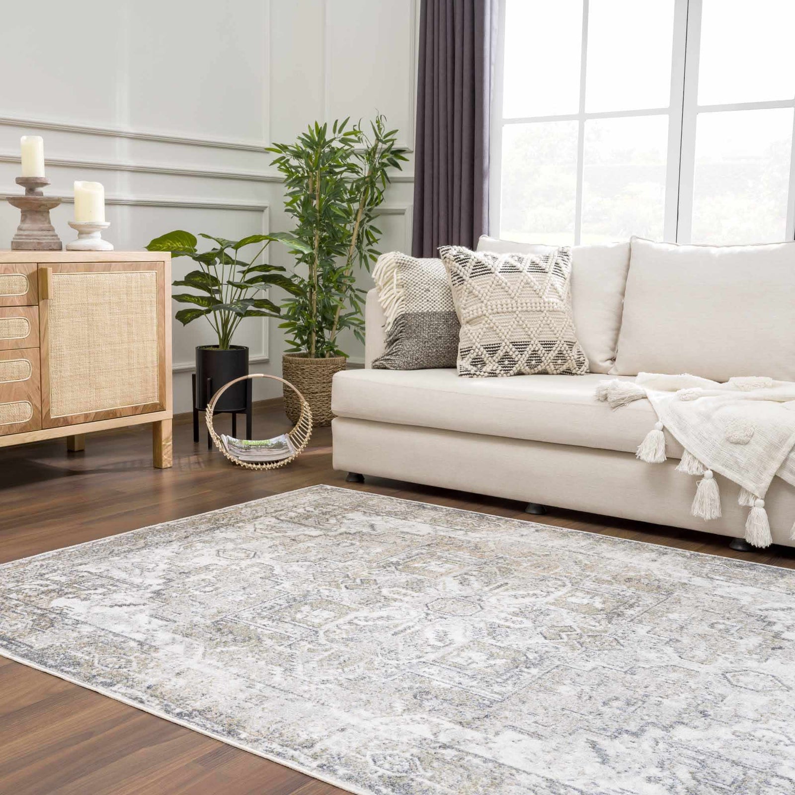 Alfombra lavable de pelo plano Hera Olive