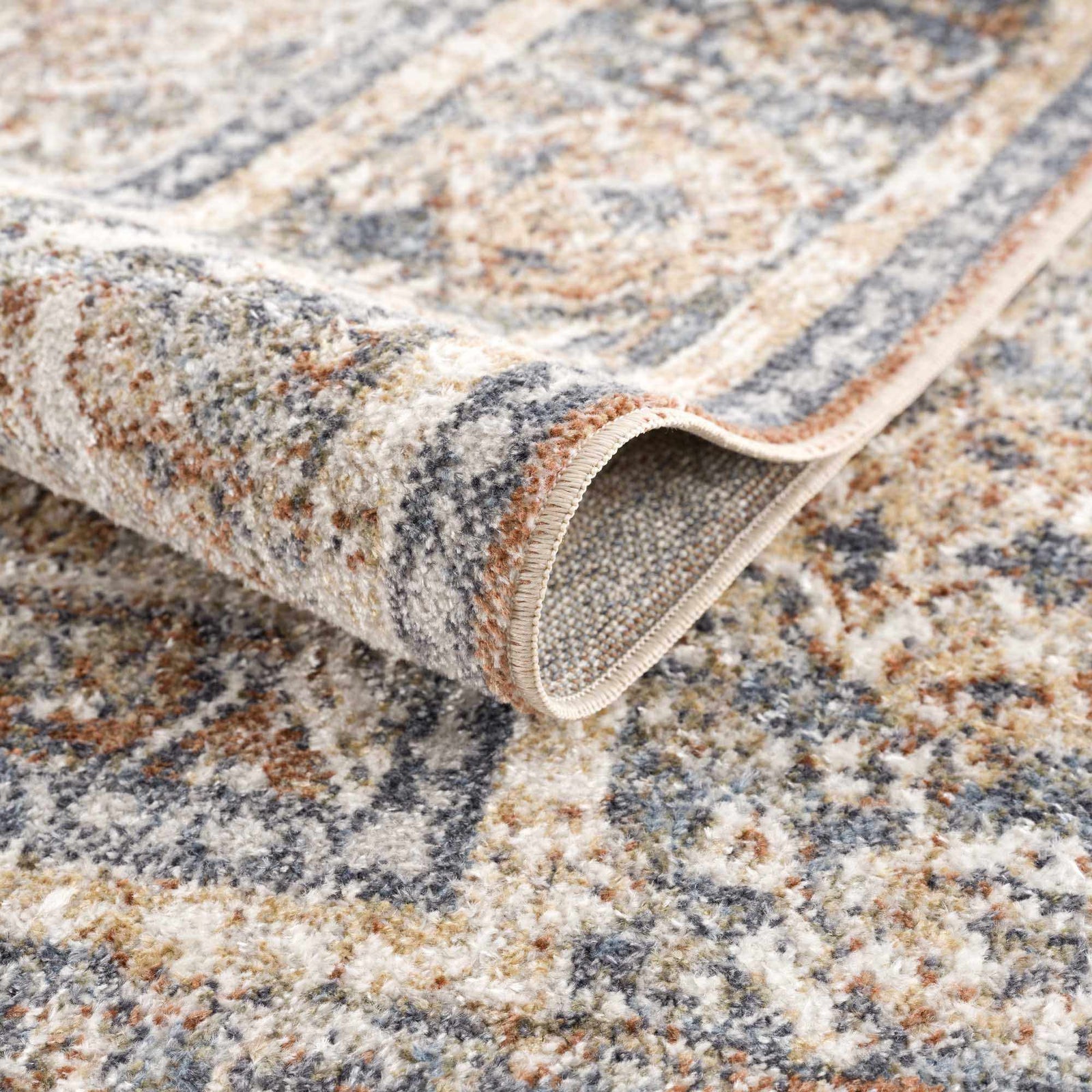 Alfombra lavable de pelo plano azul Arias