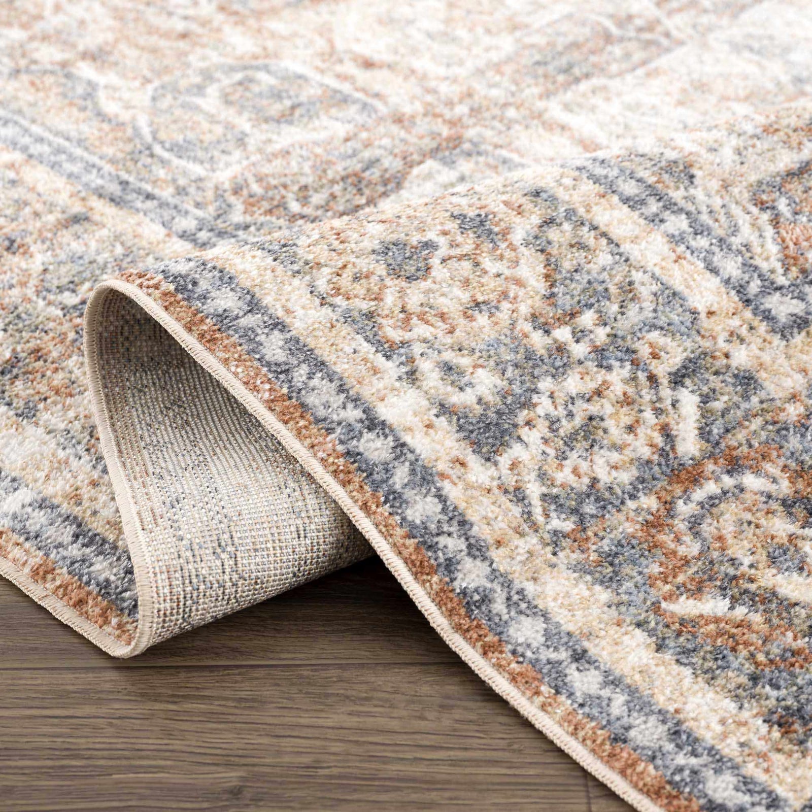 Alfombra lavable de pelo plano azul Arias
