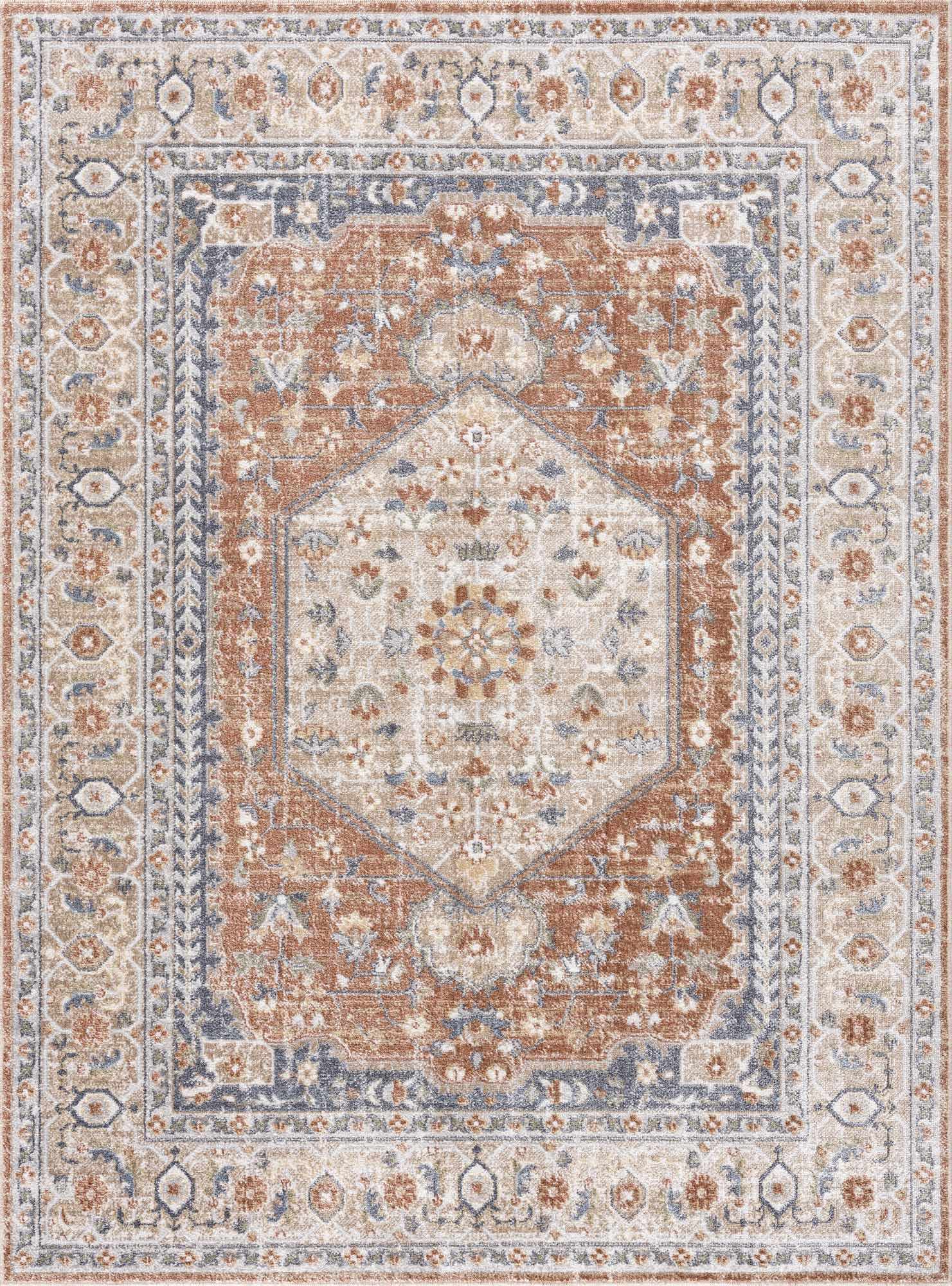Alfombra lavable de pelo plano Gael Rust