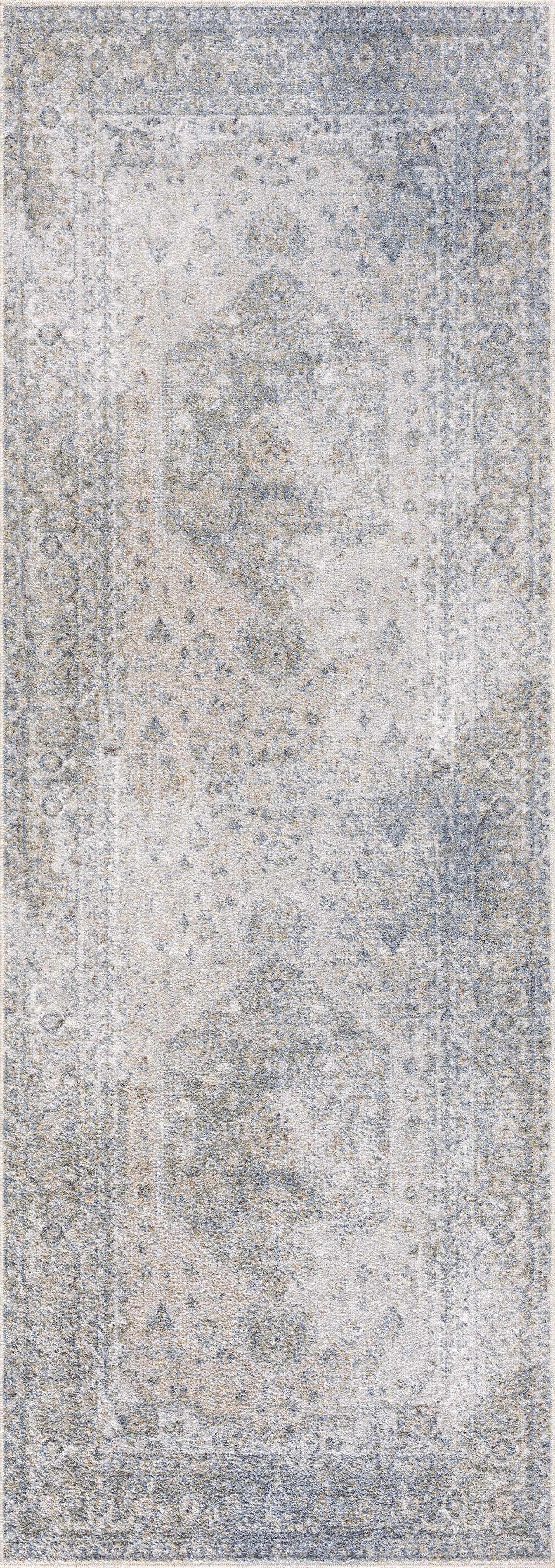 Alfombra lavable de pelo plano azul Gael