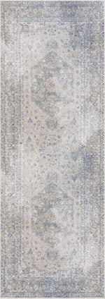 Alfombra lavable de pelo plano azul Gael