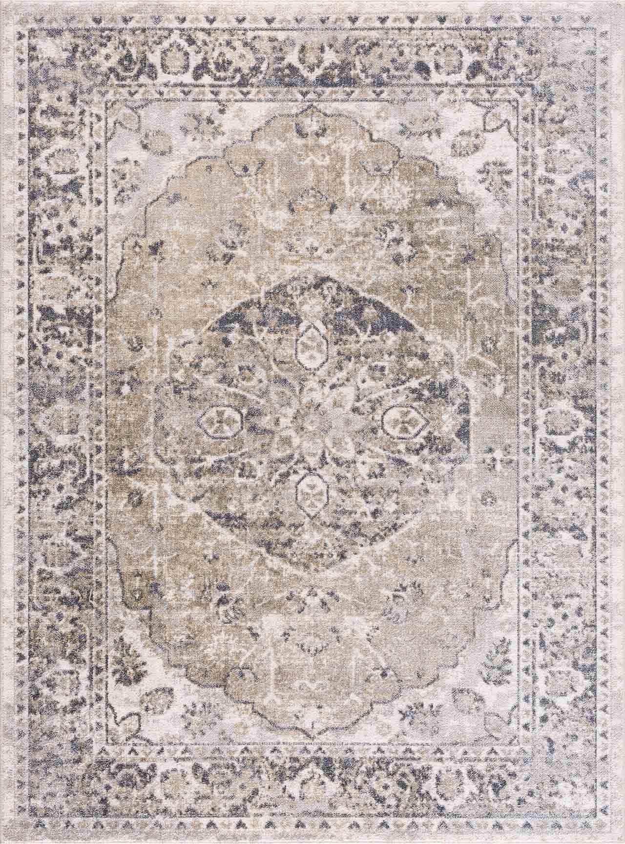 Alfombra lavable de pelo plano beige Rudo
