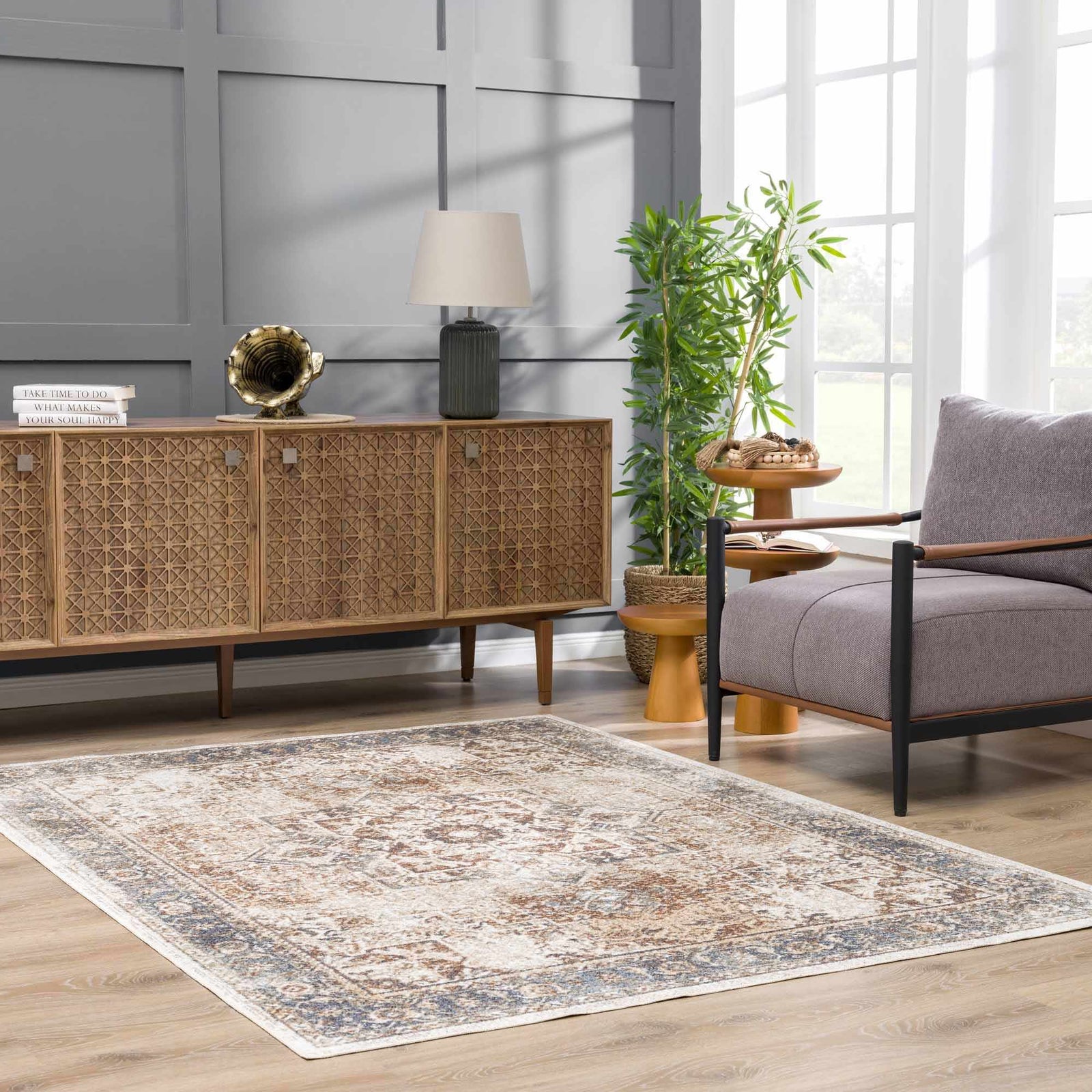 Alfombra lavable de pelo plano estilo Heritage