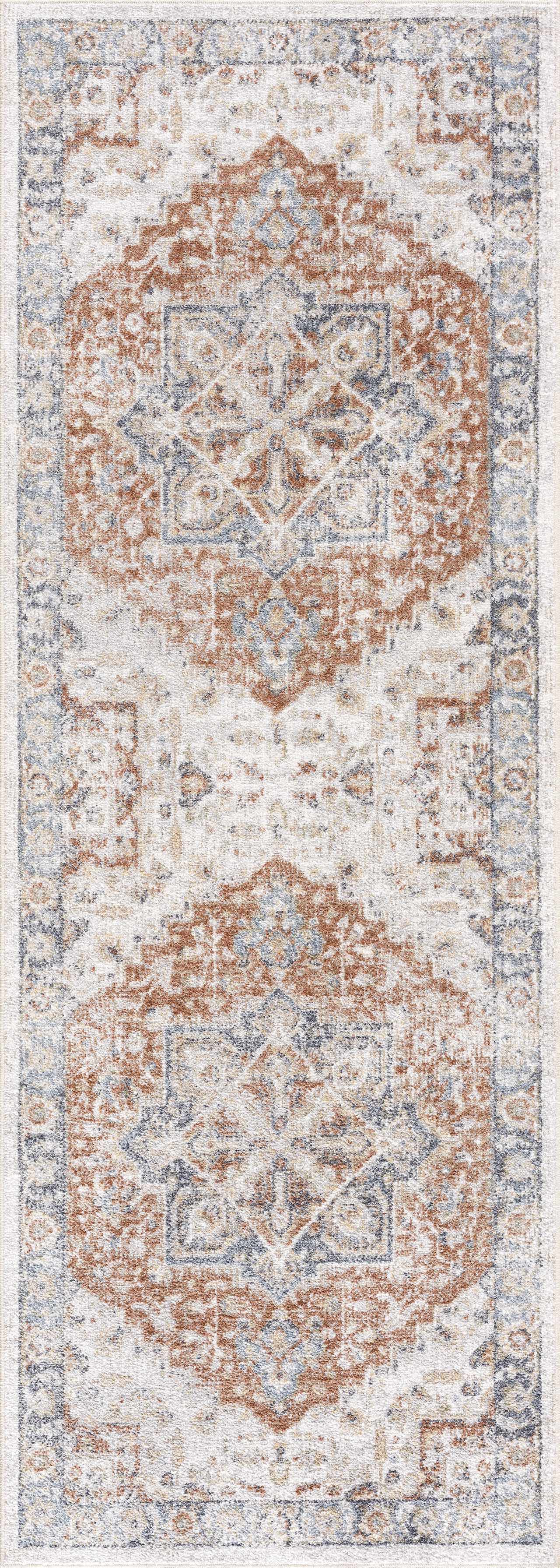 Alfombra lavable de pelo plano rojo y azul Neta