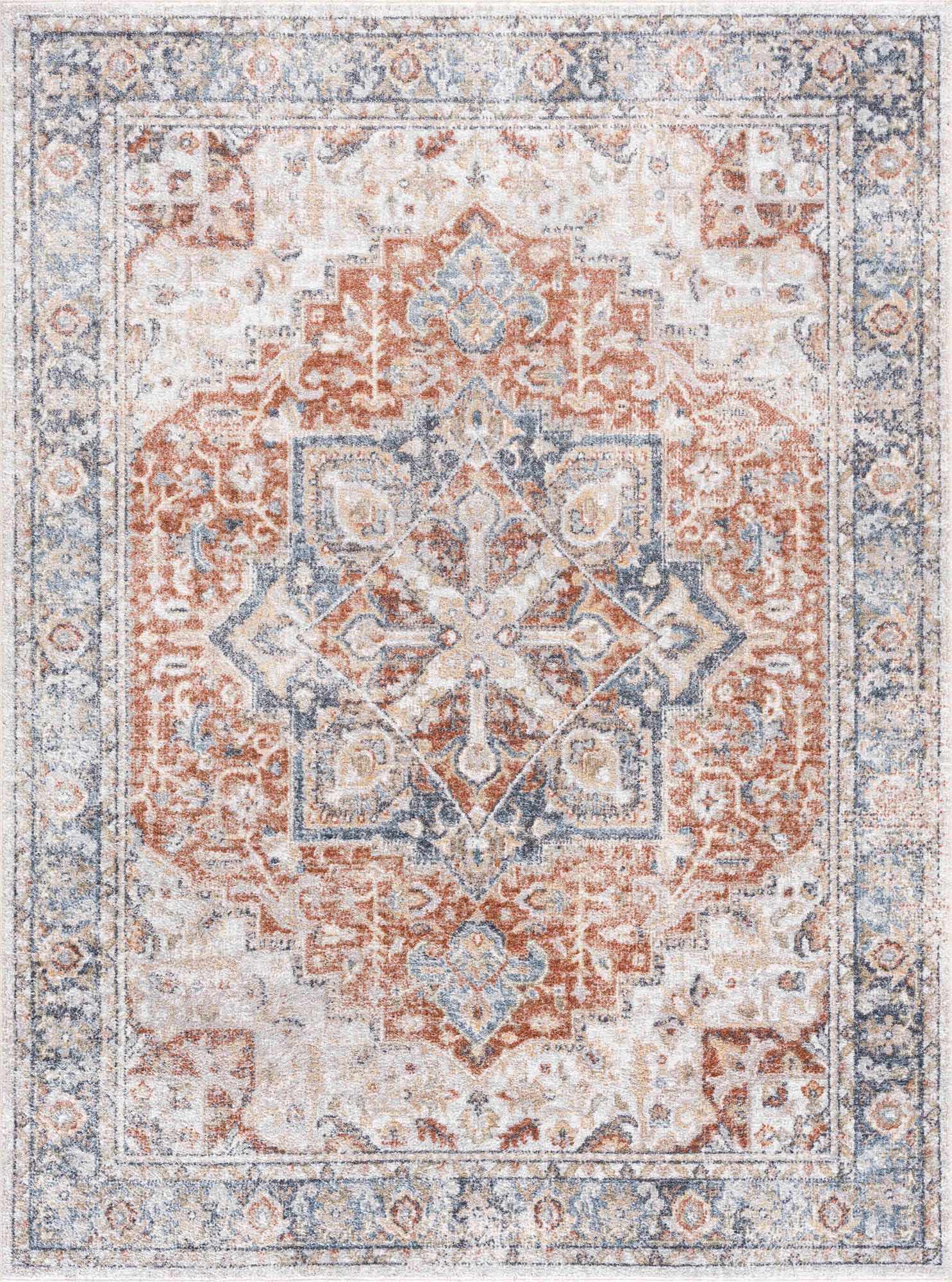 Alfombra lavable de pelo plano rojo y azul Neta