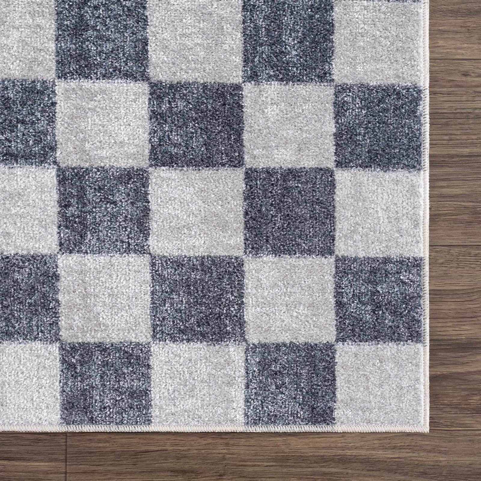 Alfombra lavable a cuadros gris Alie