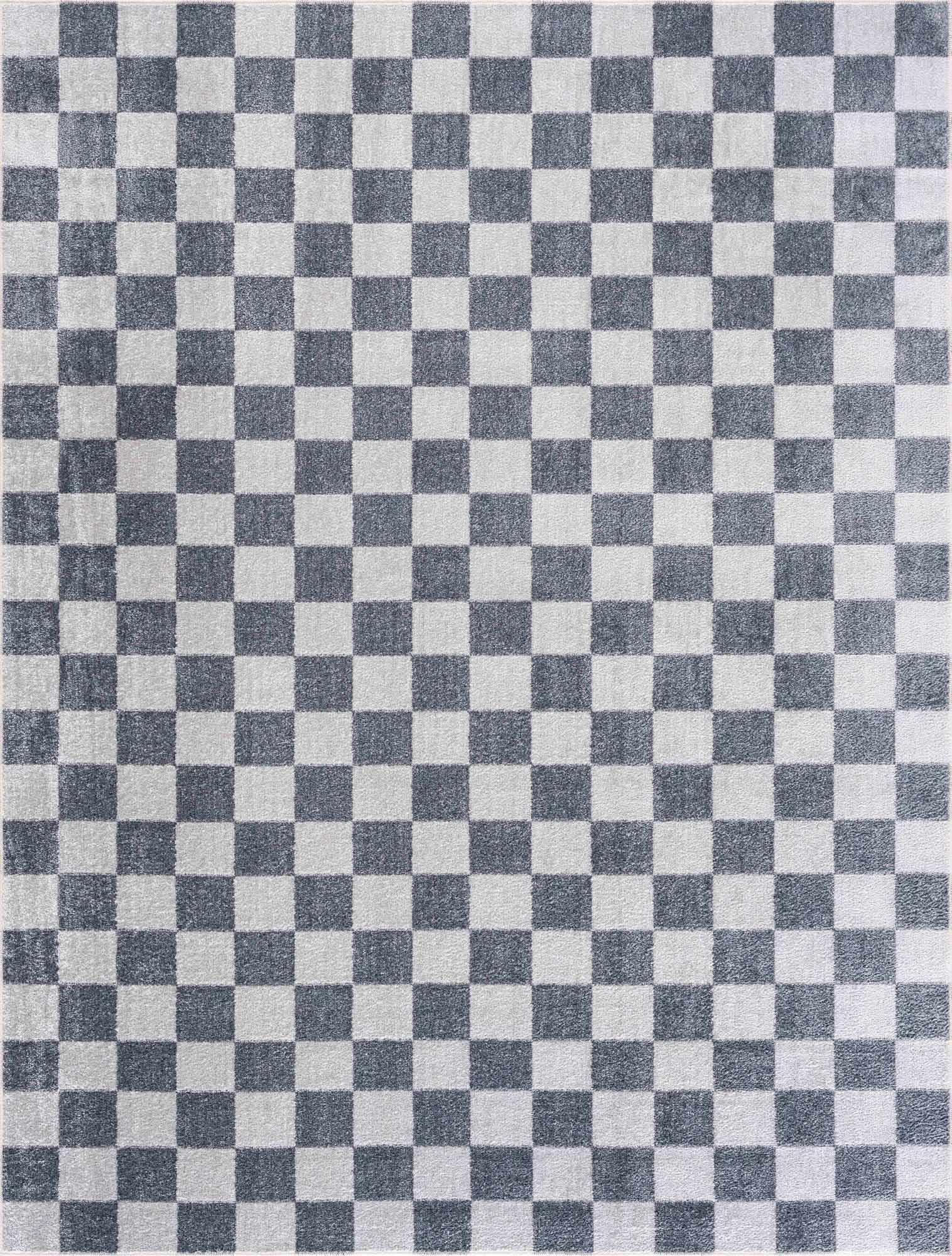 Alfombra lavable a cuadros gris Alie
