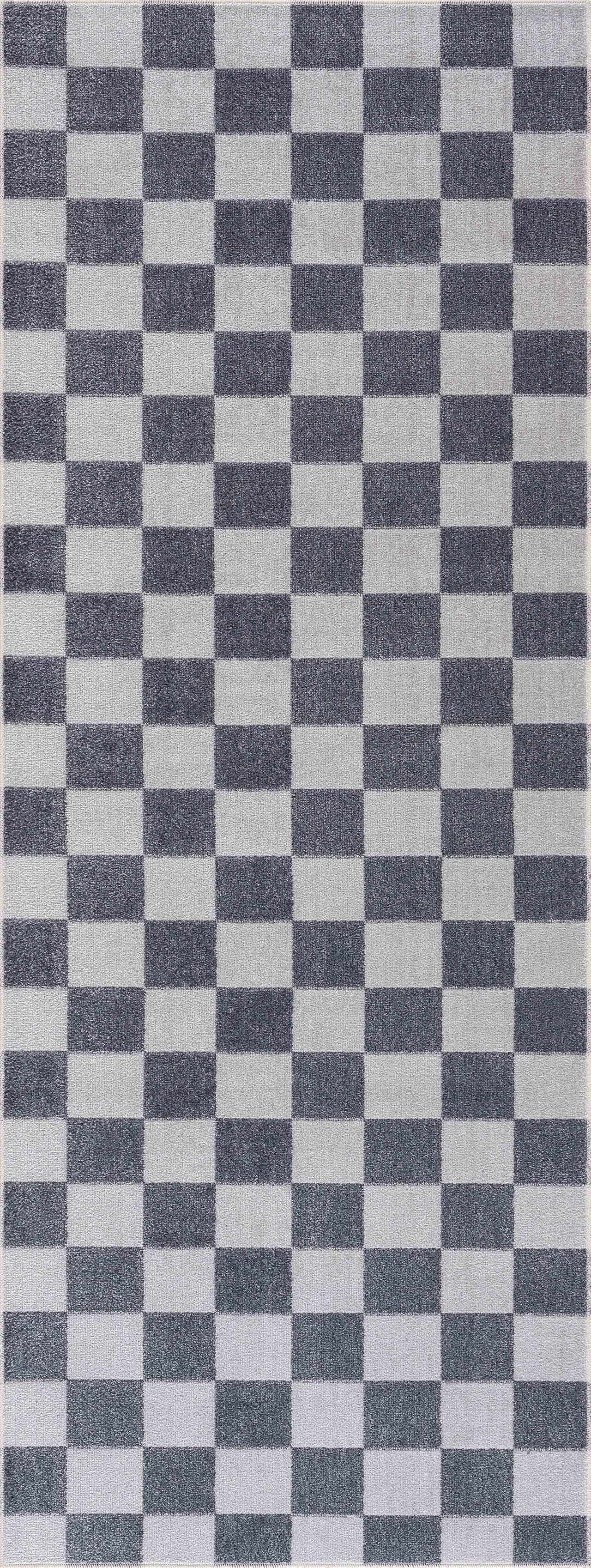 Alfombra lavable a cuadros gris Alie