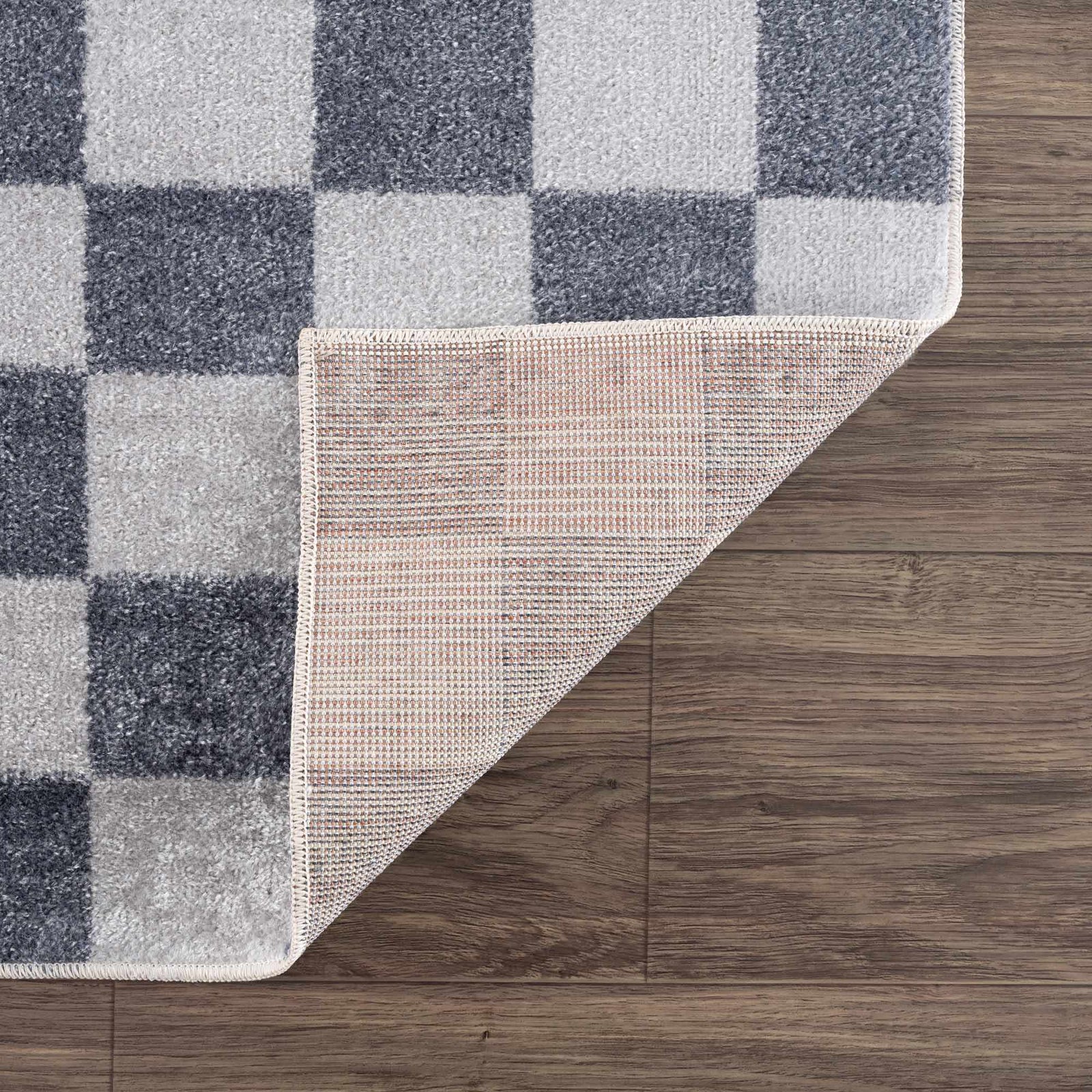 Alfombra lavable a cuadros gris Alie