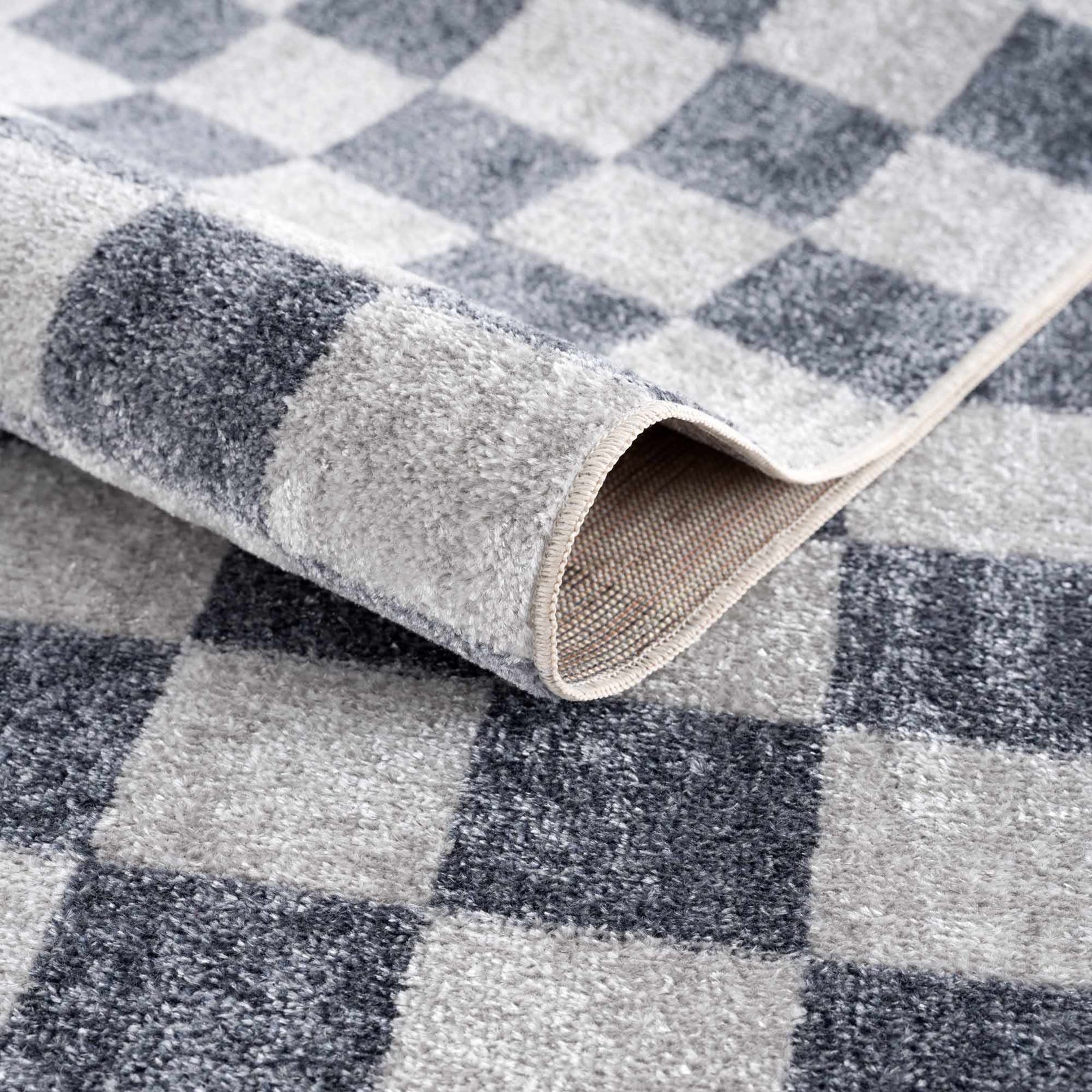 Alfombra lavable a cuadros gris Alie