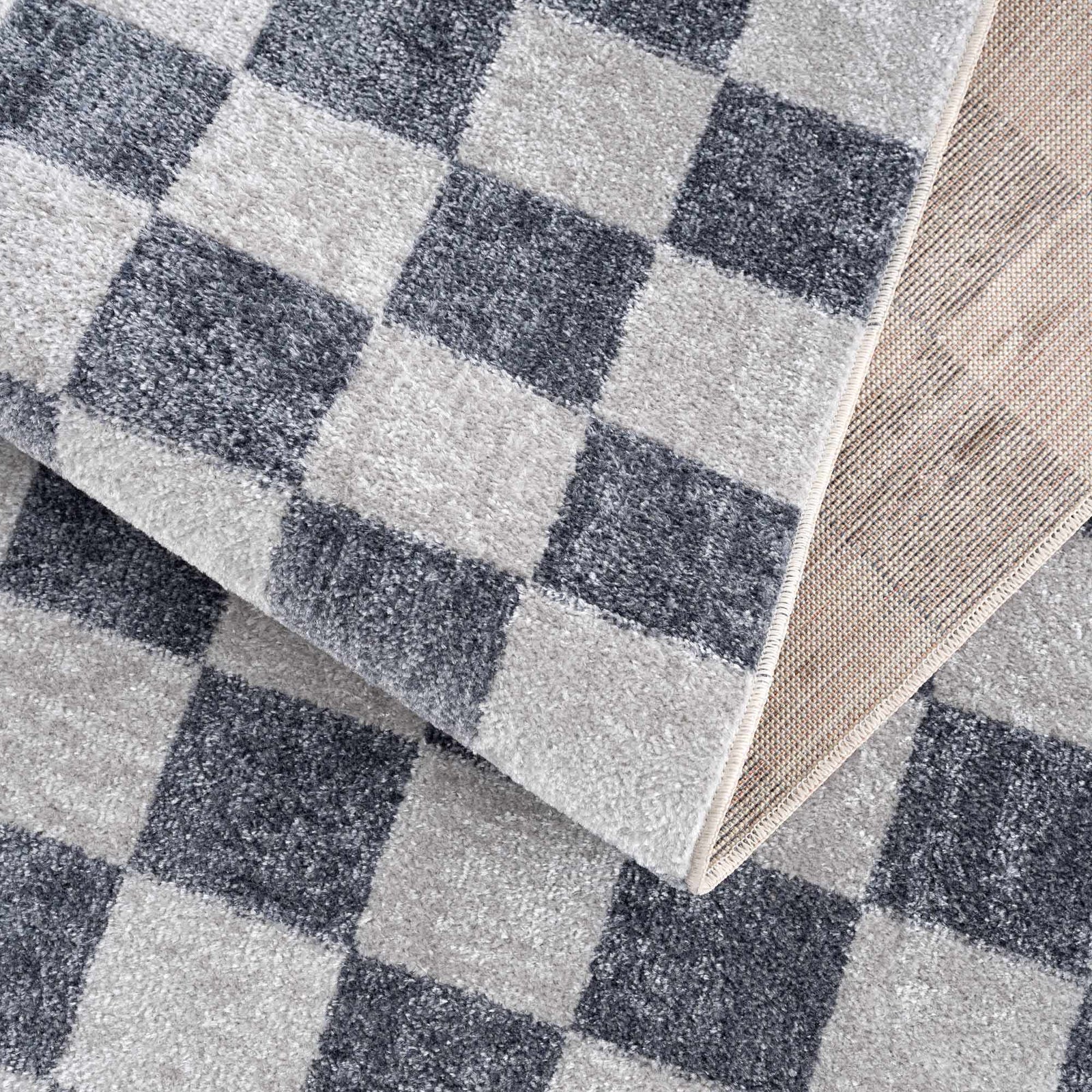 Alfombra lavable a cuadros gris Alie