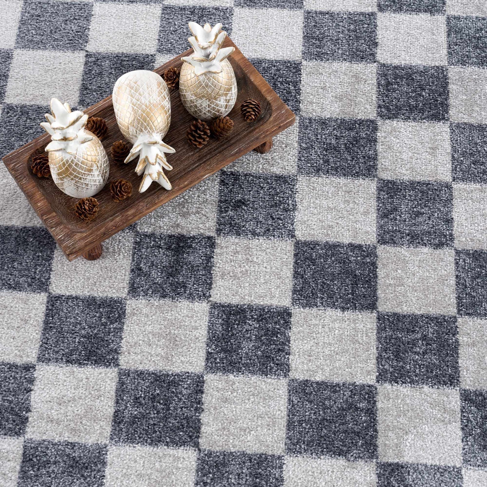 Alfombra lavable a cuadros gris Alie