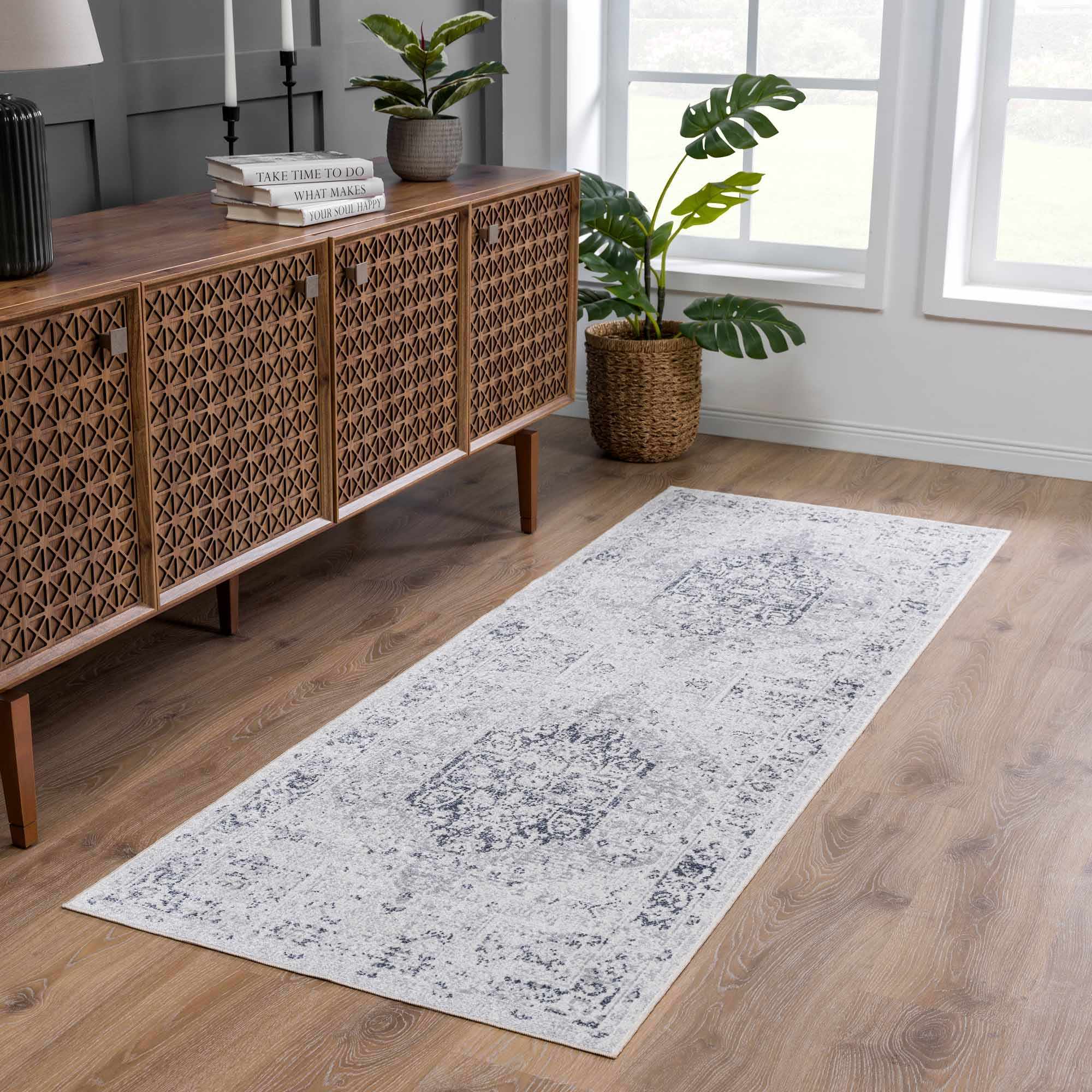 Alfombra lavable de pelo plano Akram Antrasit