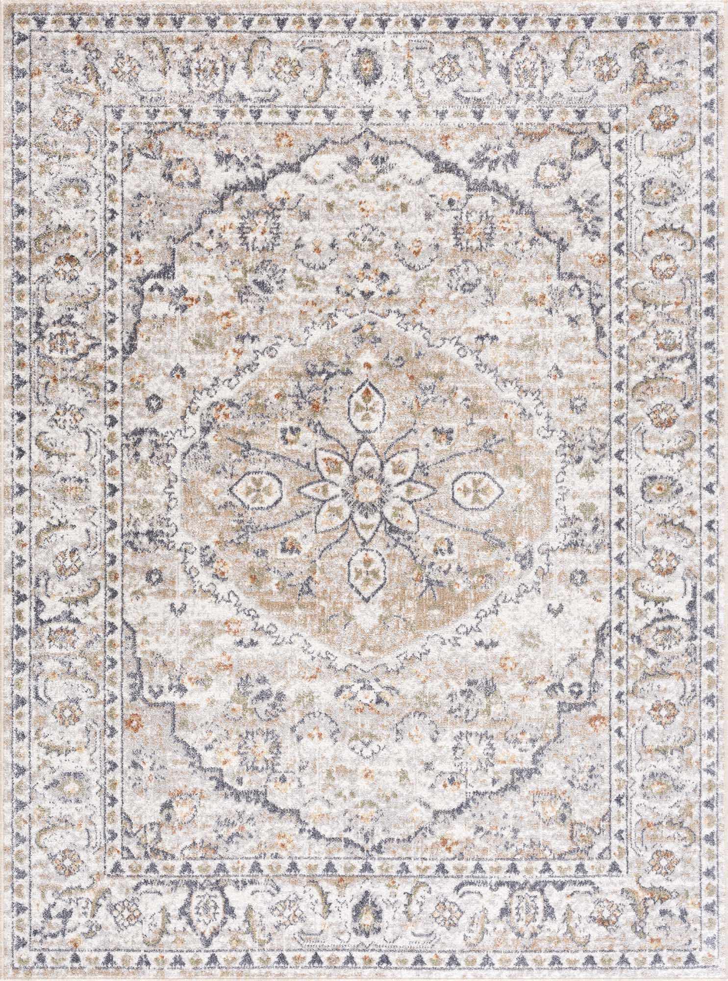 Alfombra lavable de pelo plano color crema Hiti