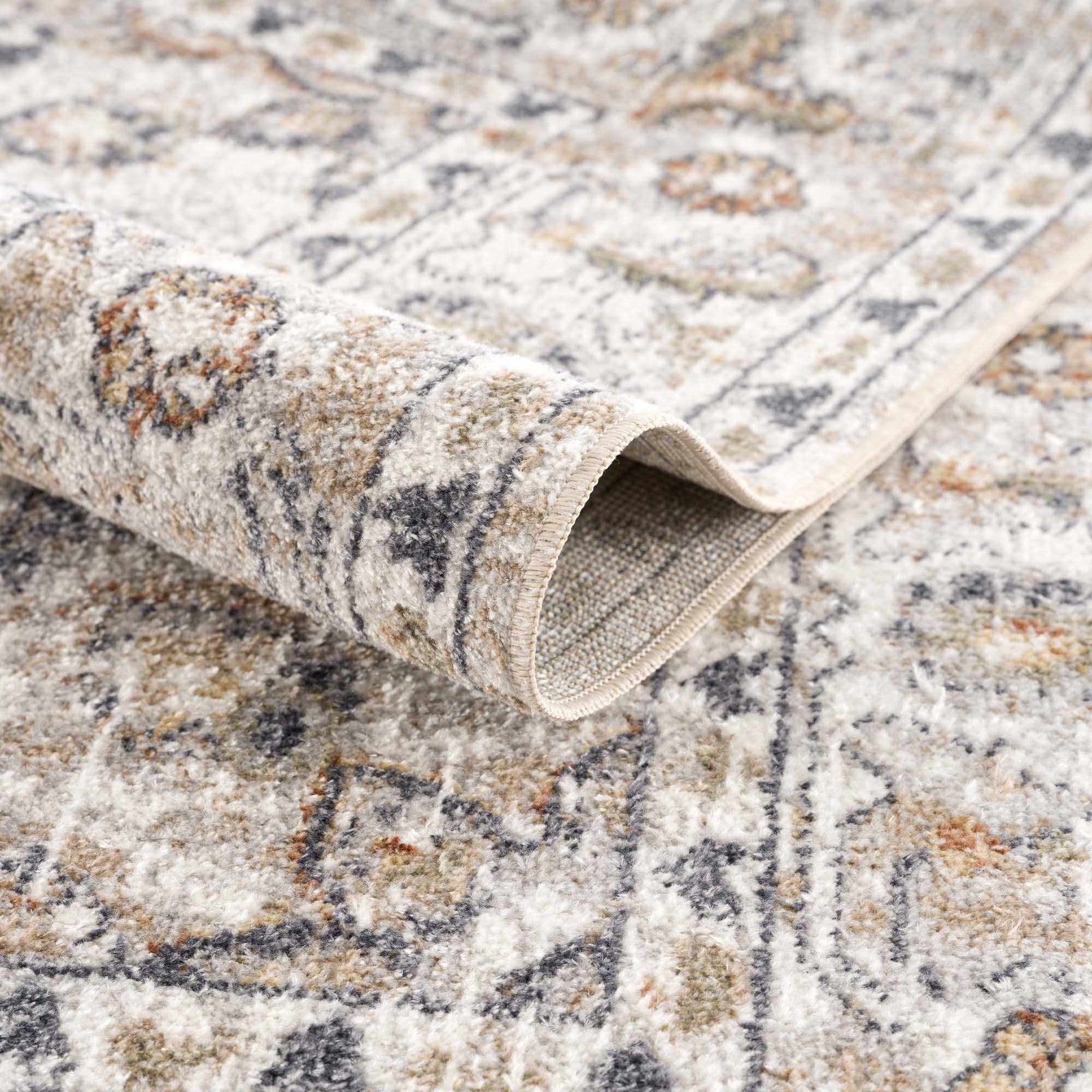 Alfombra lavable de pelo plano color crema Hiti
