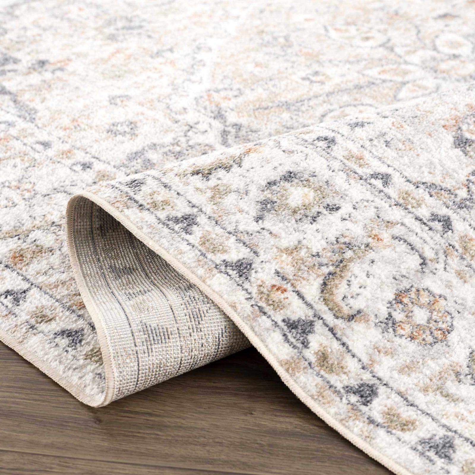 Alfombra lavable de pelo plano color crema Hiti
