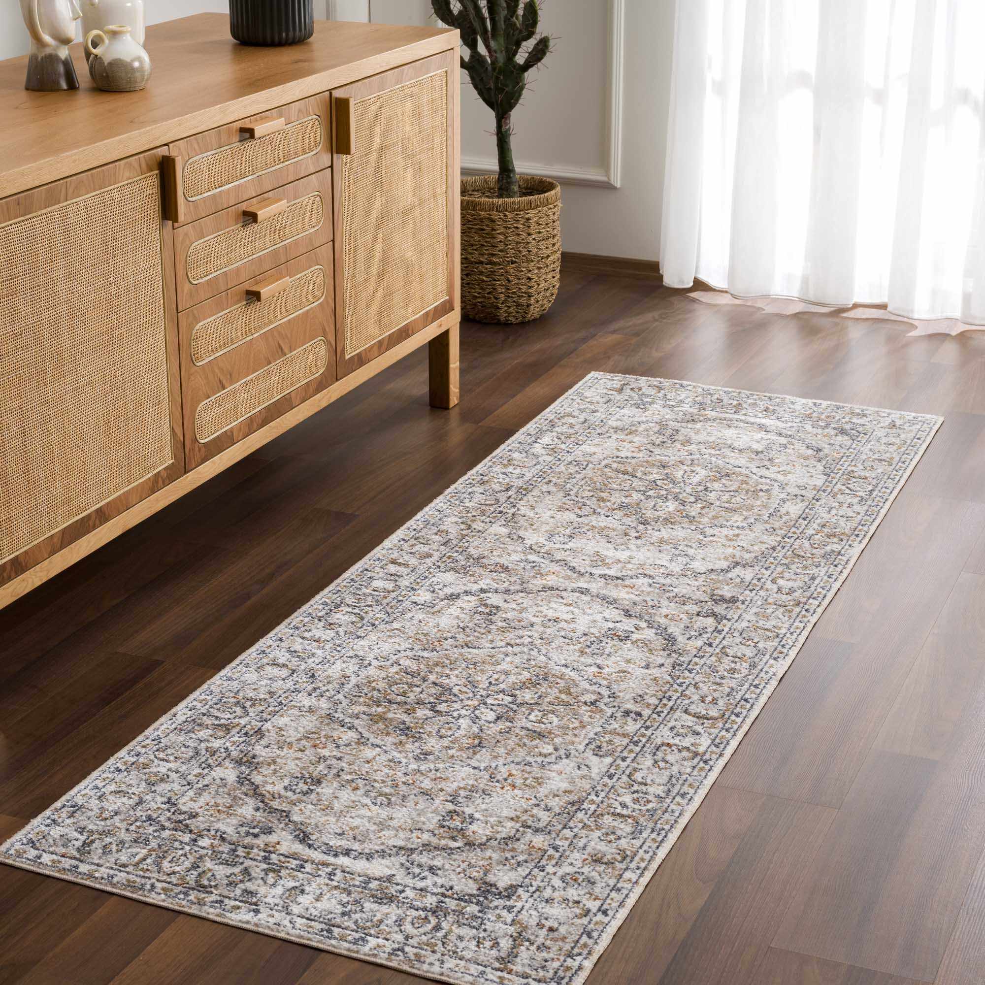 Alfombra lavable de pelo plano color crema Hiti
