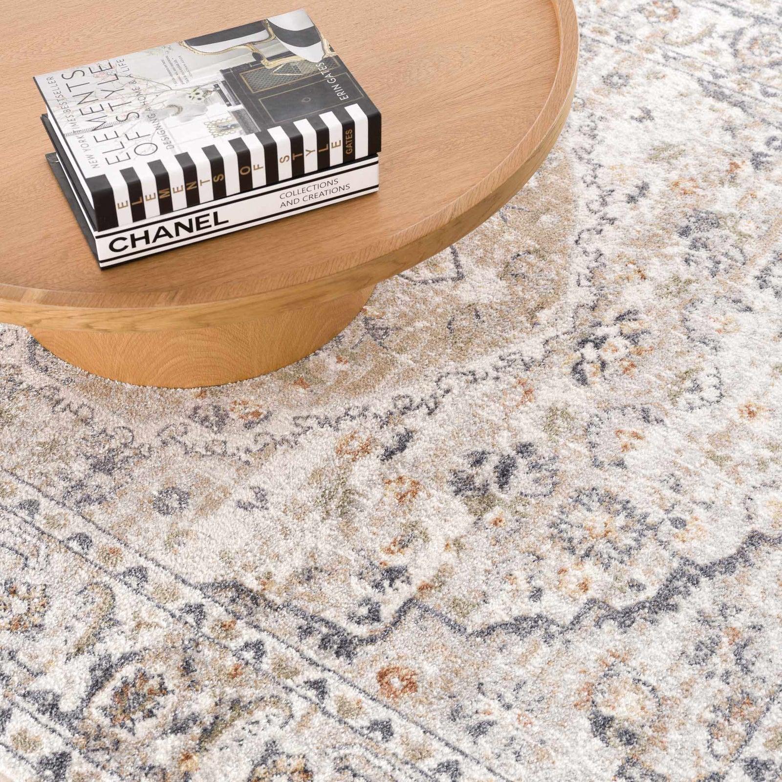 Alfombra lavable de pelo plano color crema Hiti