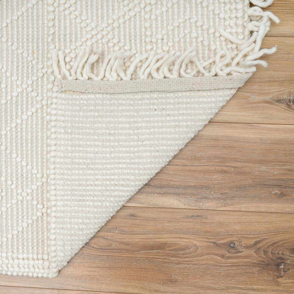 Alfombra de lana con enrejado en color beige Ramsbury
