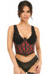 Lavish Red Plaid Satin Open Cup Waist Cincher