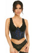 Lavish Blue w/Black Lace Overlay Open Cup Waist Cincher