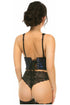 Lavish Blue w/Black Lace Overlay Open Cup Waist Cincher