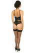 Lavish Blue w/Black Lace Overlay Open Cup Waist Cincher