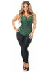 Lavish Dark Green Brocade Corset