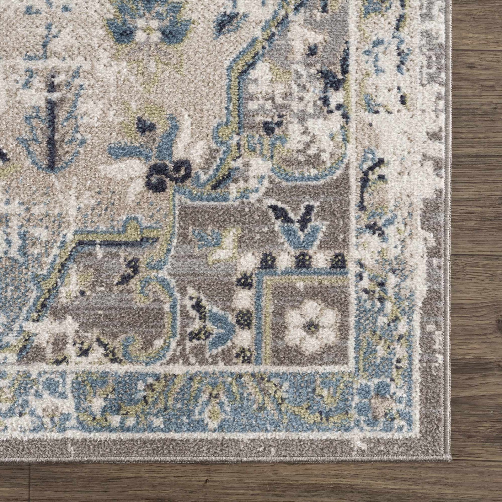 Alfombra lavable gris y azul Cabacungan