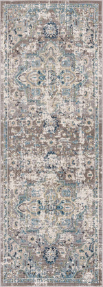 Alfombra lavable gris y azul Cabacungan