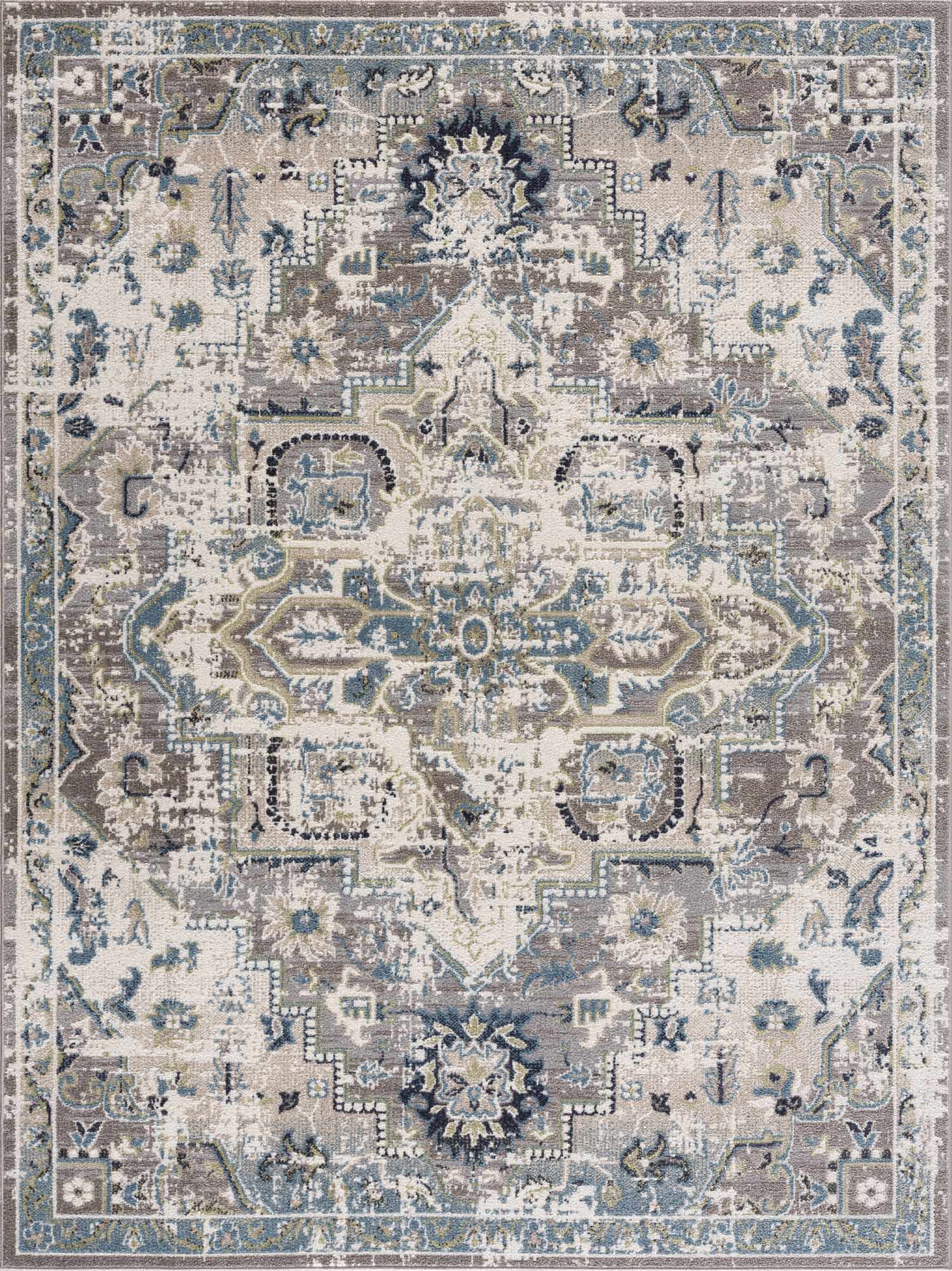 Alfombra lavable gris y azul Cabacungan