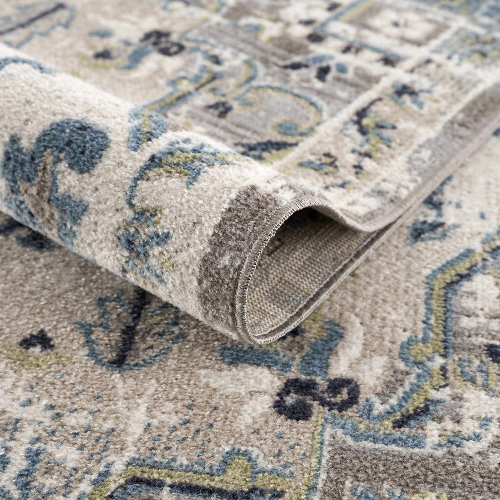 Alfombra lavable gris y azul Cabacungan