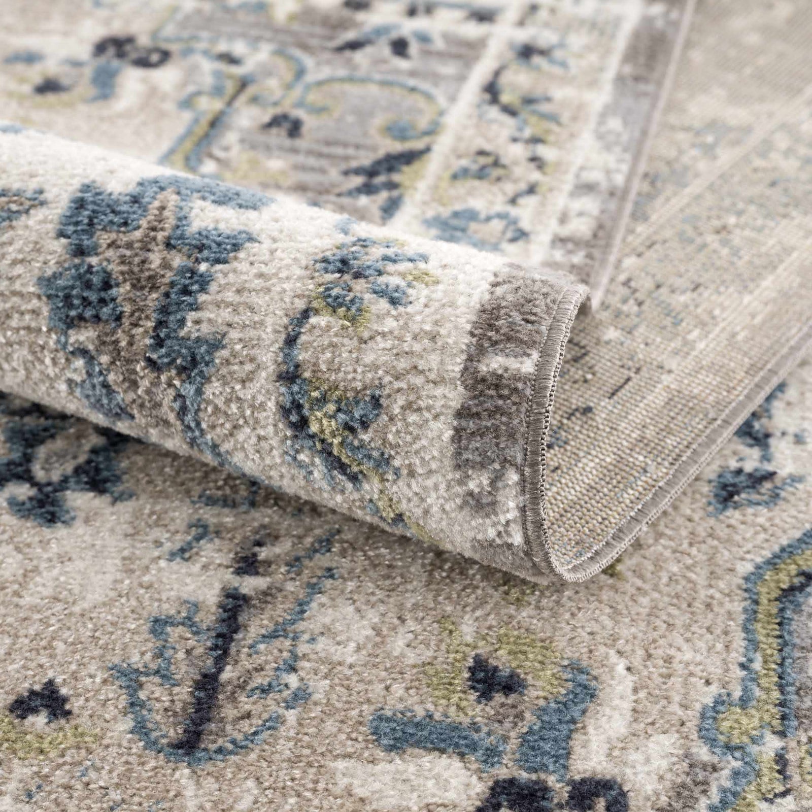 Alfombra lavable gris y azul Cabacungan