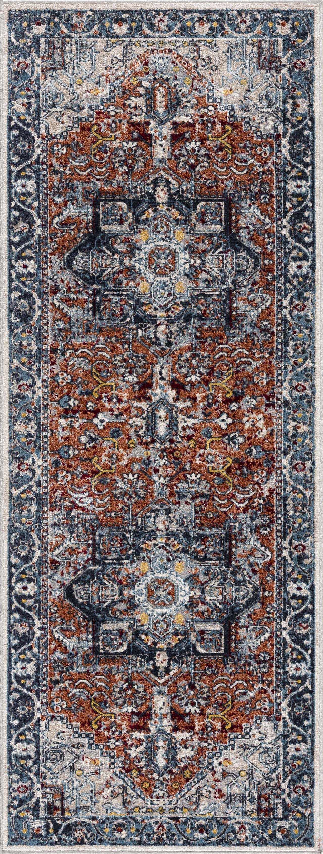 Alfombra lavable Cabacungan azul y óxido - Liquidación
